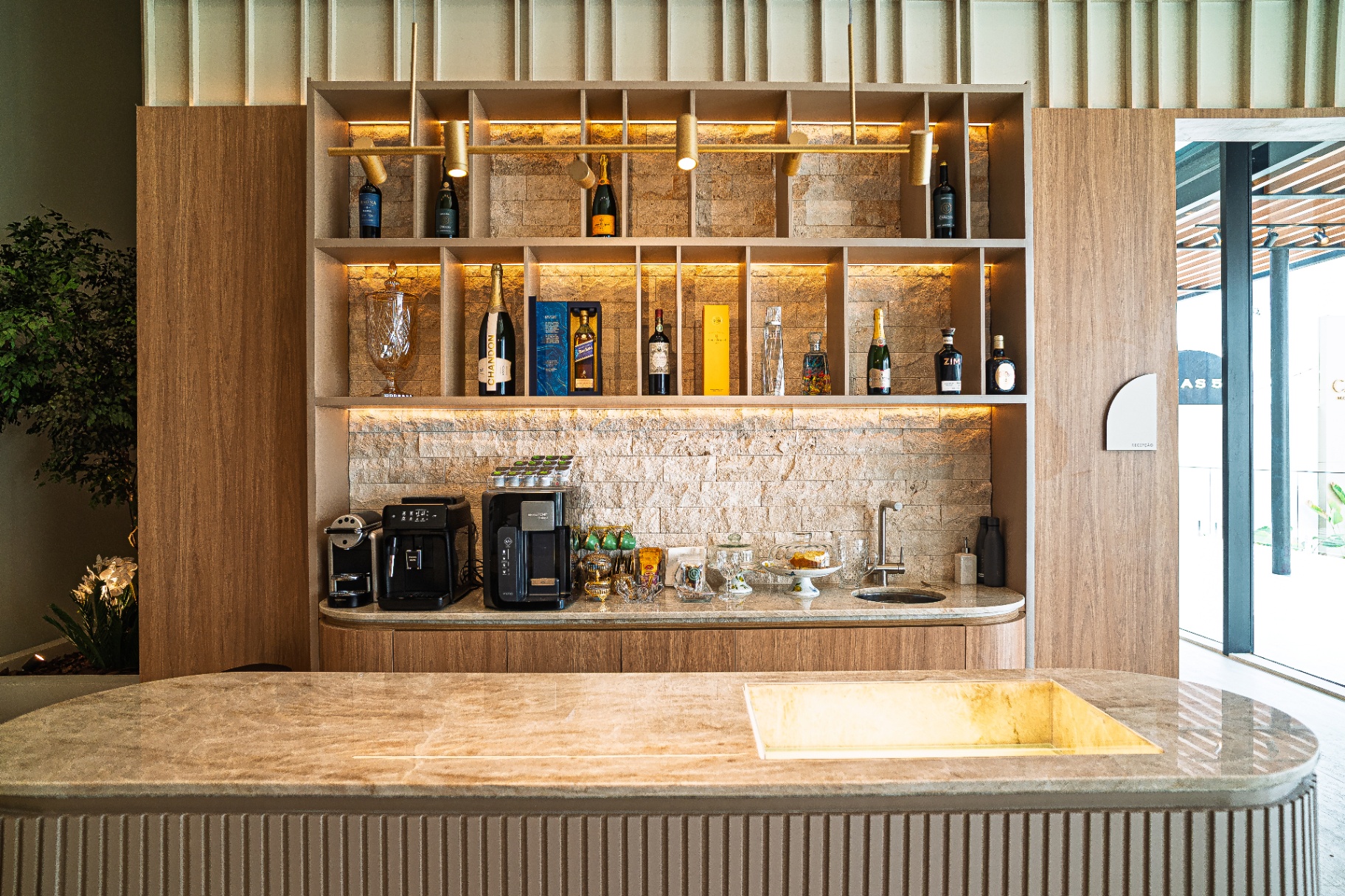 Área de café e bar premium do Instituto Carlesso